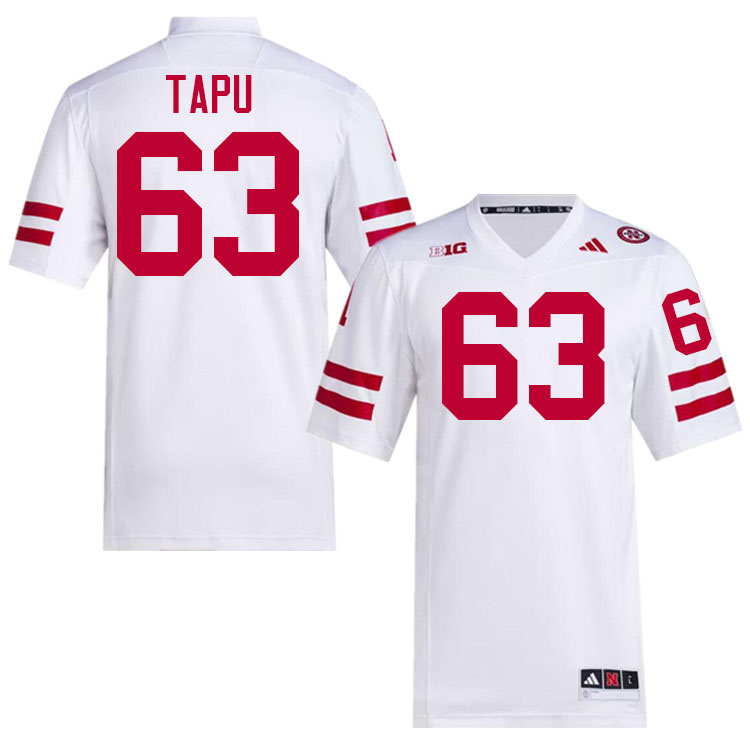 Nebraska Cornhuskers #63 Brian Tapu College Football Jerseys Stitched-White Nebraska Cornhuskers #63 Brian Tapu College Football Jerseys Stitched-White